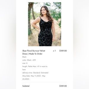 Black Revelry Skye burnout velvet floral dress bridesmaid or wedding guest